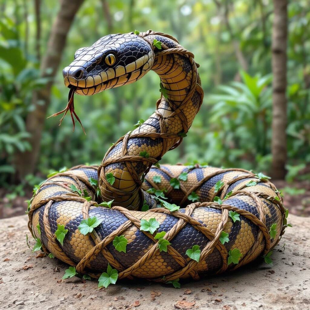 Anaconda Sculpted from Twisted Vines