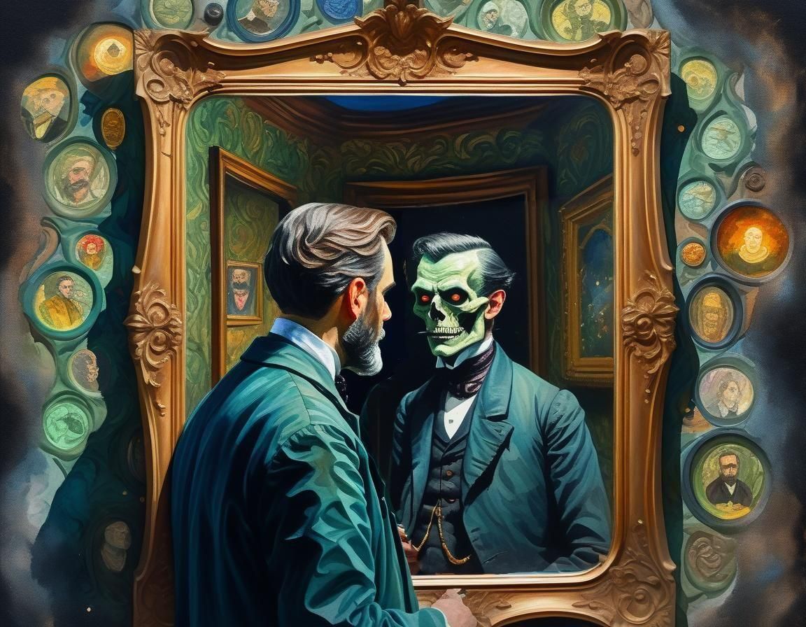 Victorian Evil Person in Gouache Style