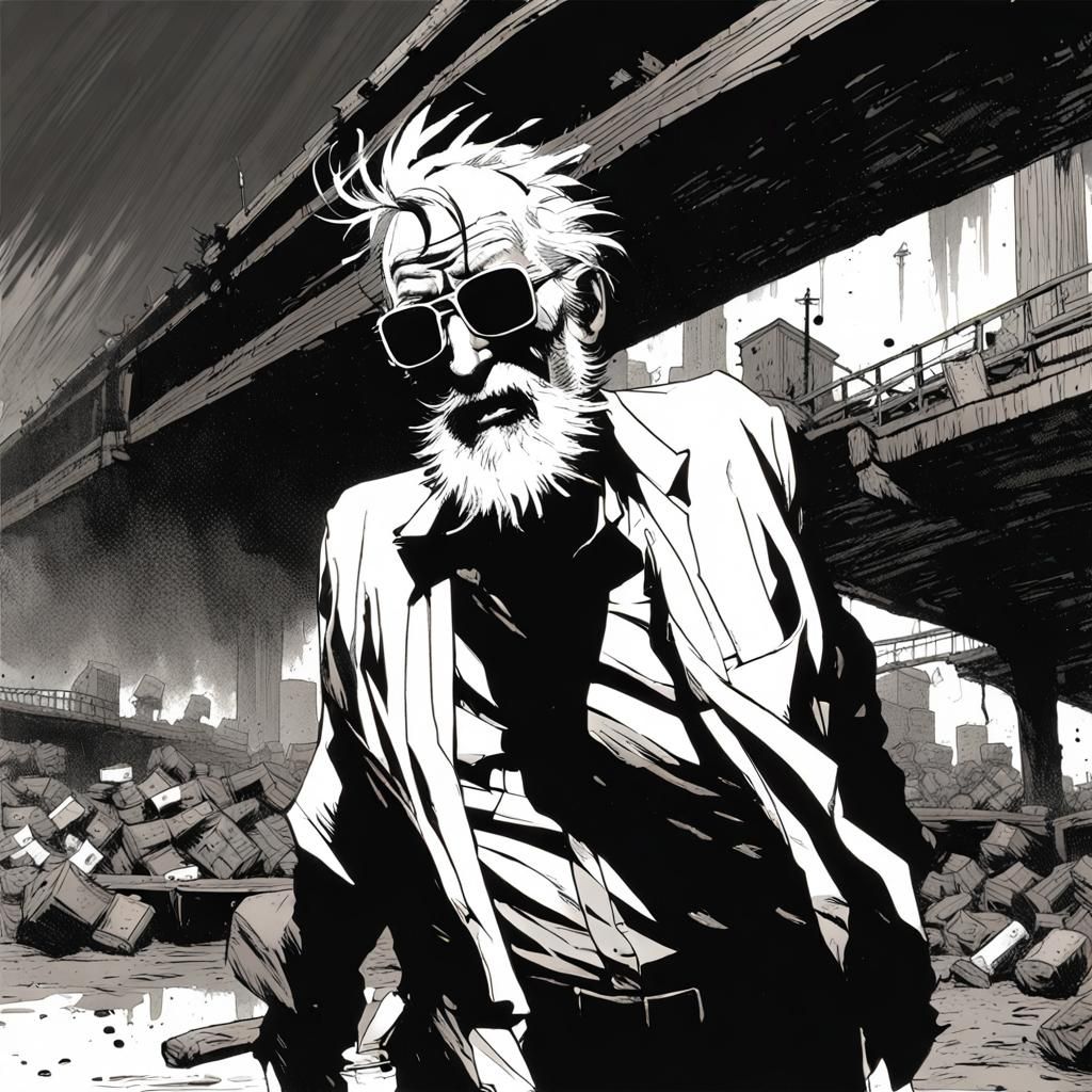 Gritty Sin City Comic Panel of Wacky Man