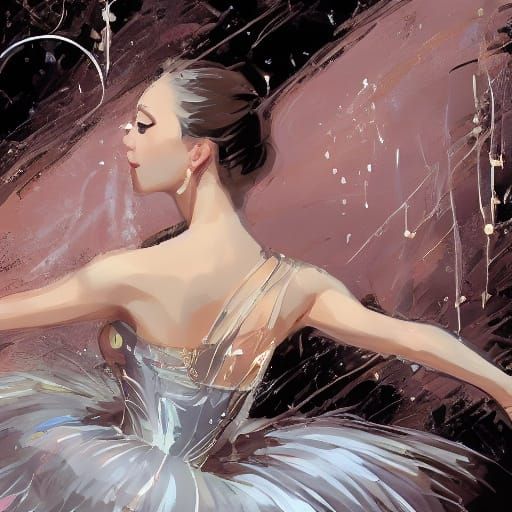 Ballerina in Lavender Hues, Rendered in Digital Brushstrokes