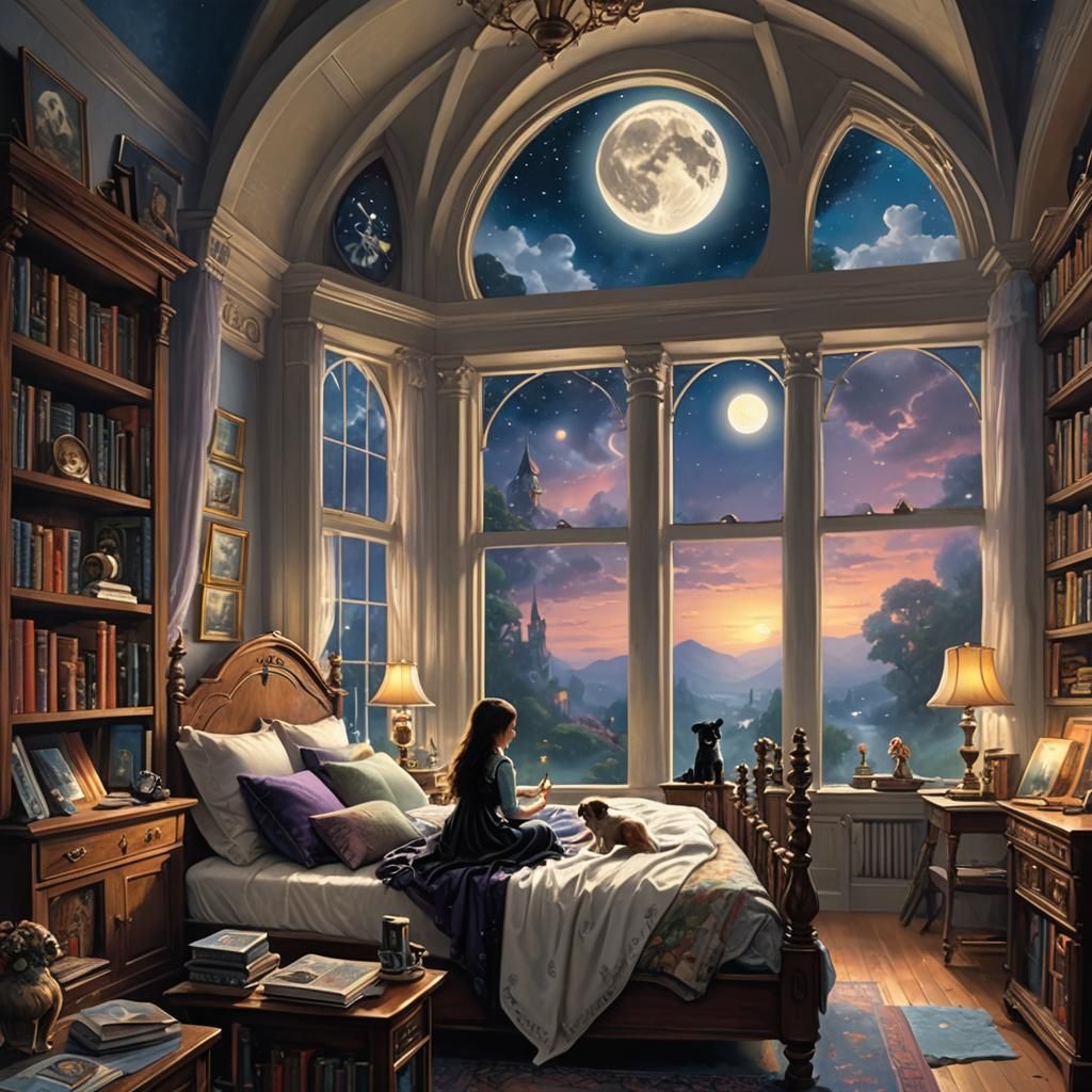 Ethereal Gothic Bedroom at Night