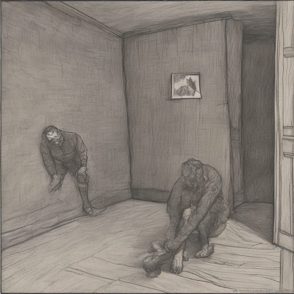 Eerie Rabbit Figure in Expressionist Style