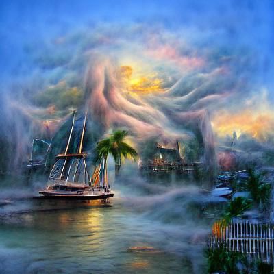 Flying Dutchman Storm at Miami Sunset in Ethereal Style