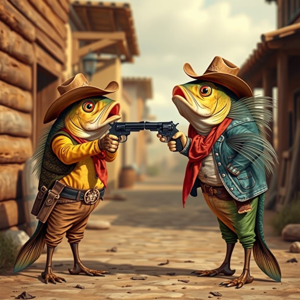 Western Fish Showdown in the Old Town Saloon