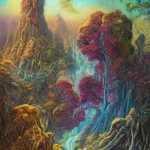 Elves in Mystical Forest: Ethereal Art Deco Concept