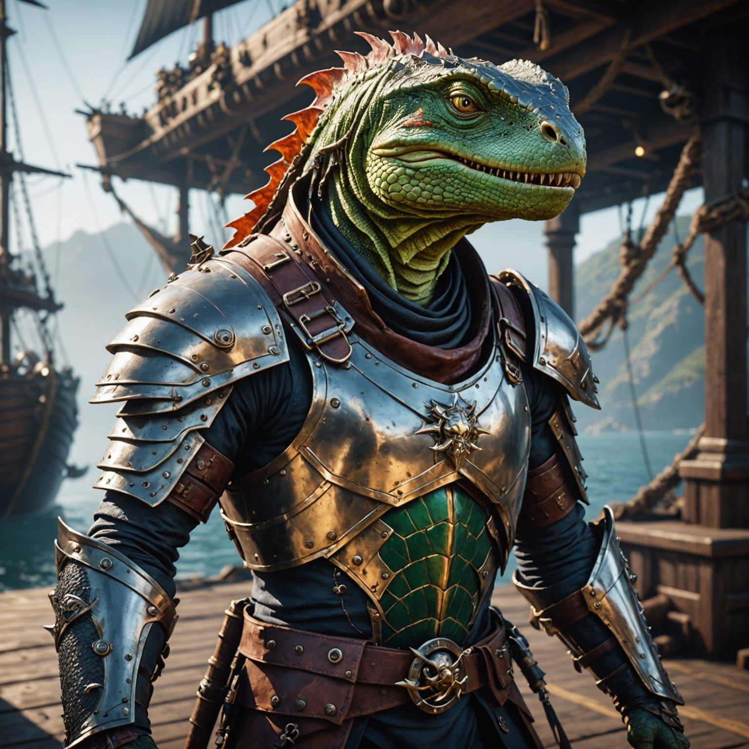 Mighty Pirate Lizard in Intricately Detailed Armor