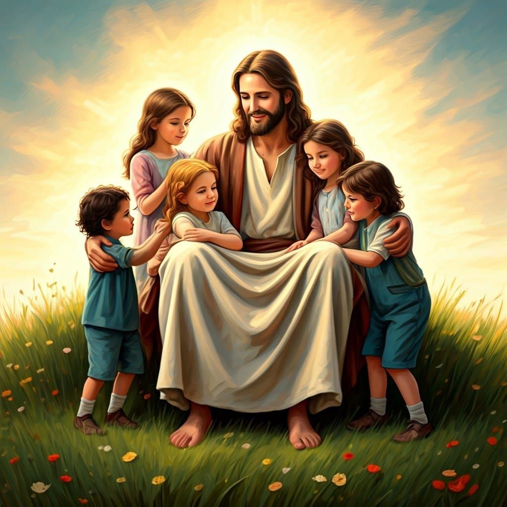 Jesus Christ with Children: A Serene Illustration