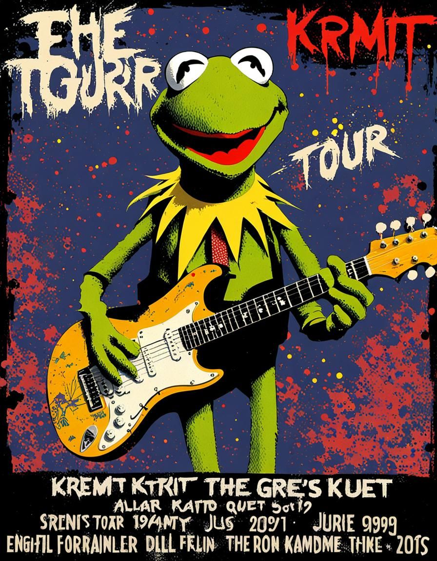 Kermit's Grunge Tour: An E-Guitar Poster from the 90s