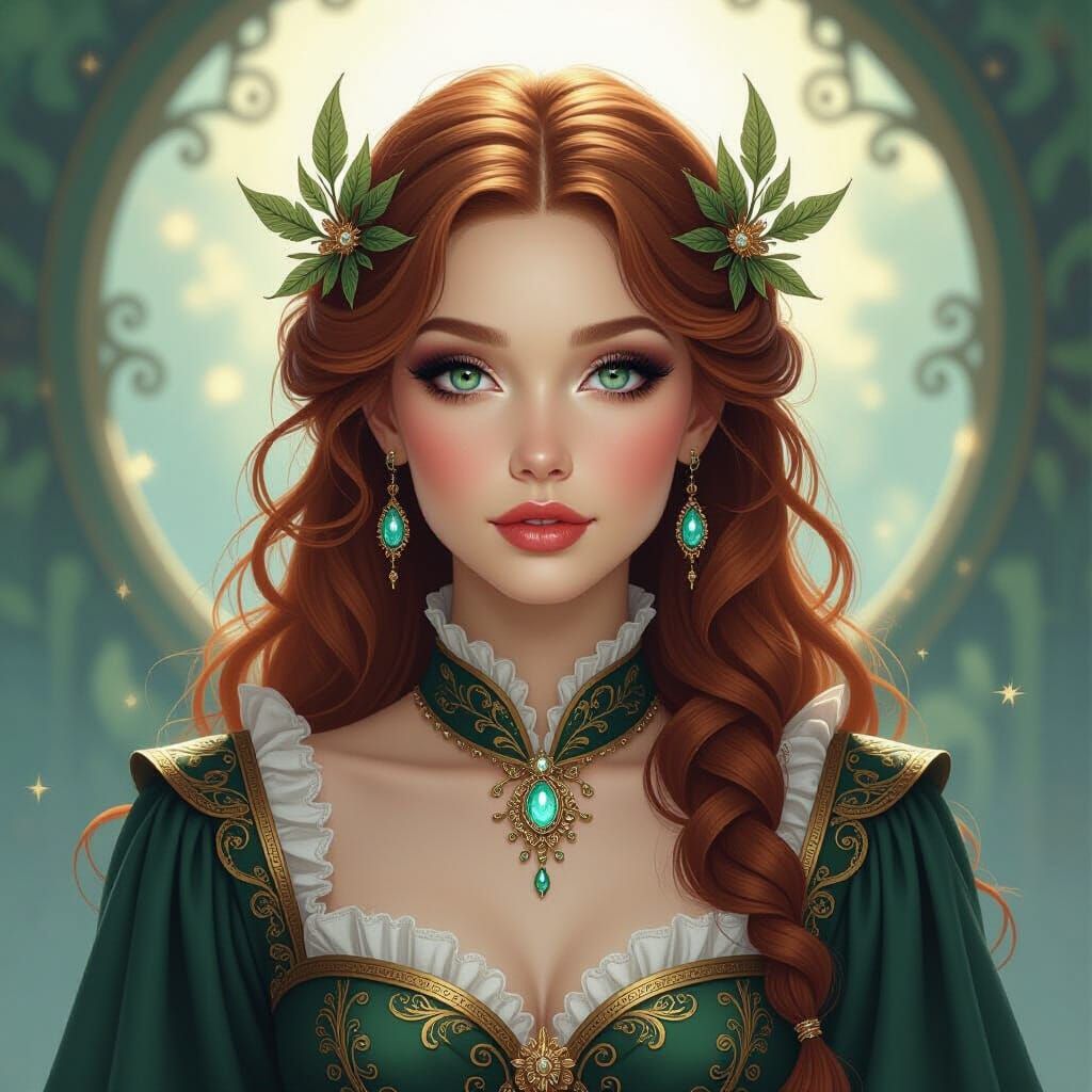 Ethereal Woman with Mesmerizing Eyes, Elaborate Attire