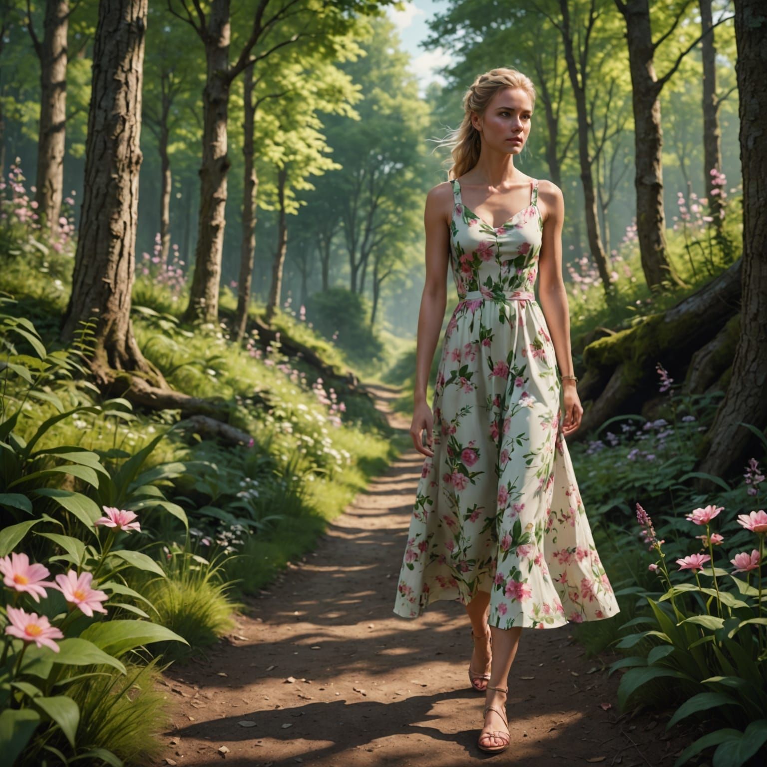 Fantastical Woodland Walk in Detailed Matte Painting
