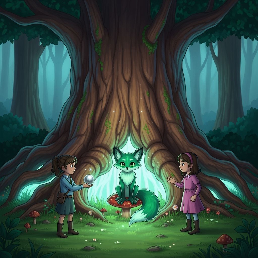 Children Discover Glowing Creature at Ancient Tree