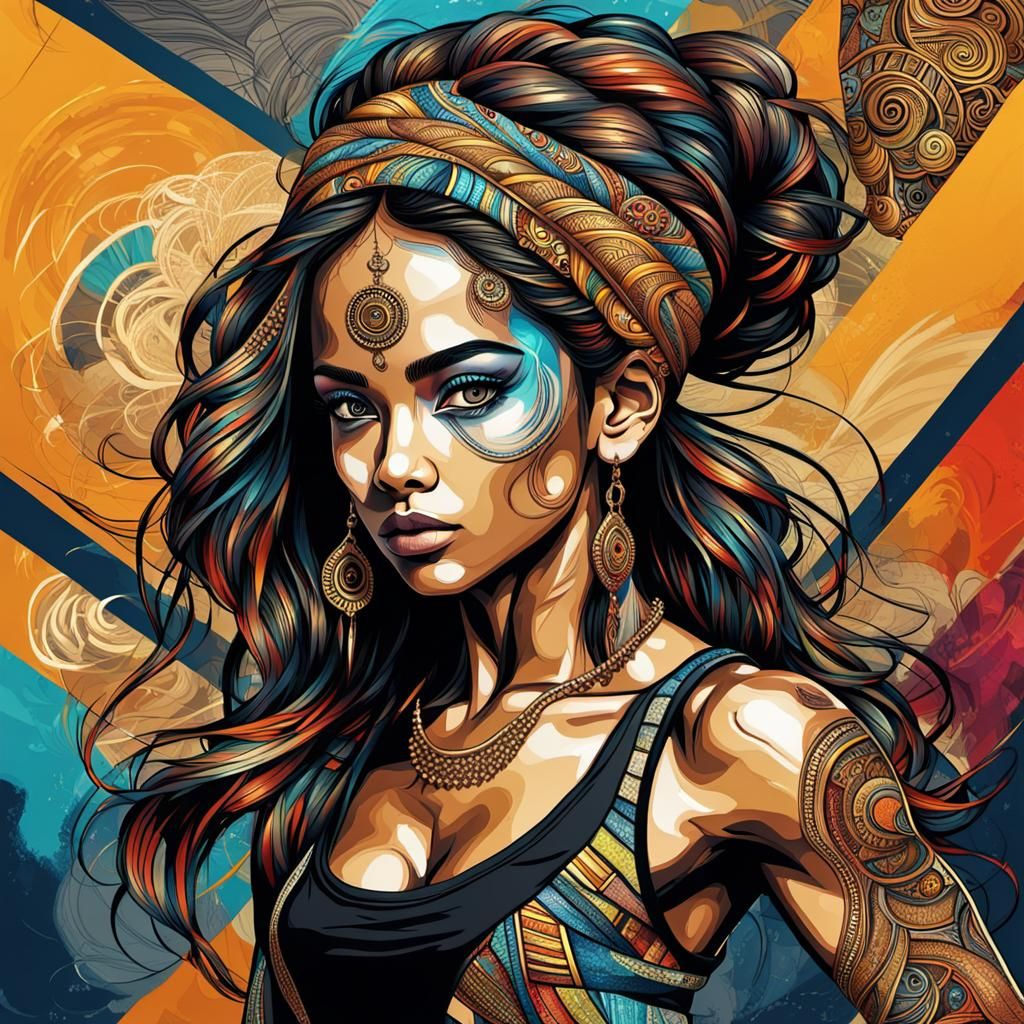 Beautiful Female Street Dancer Mixed Media Masterpiece