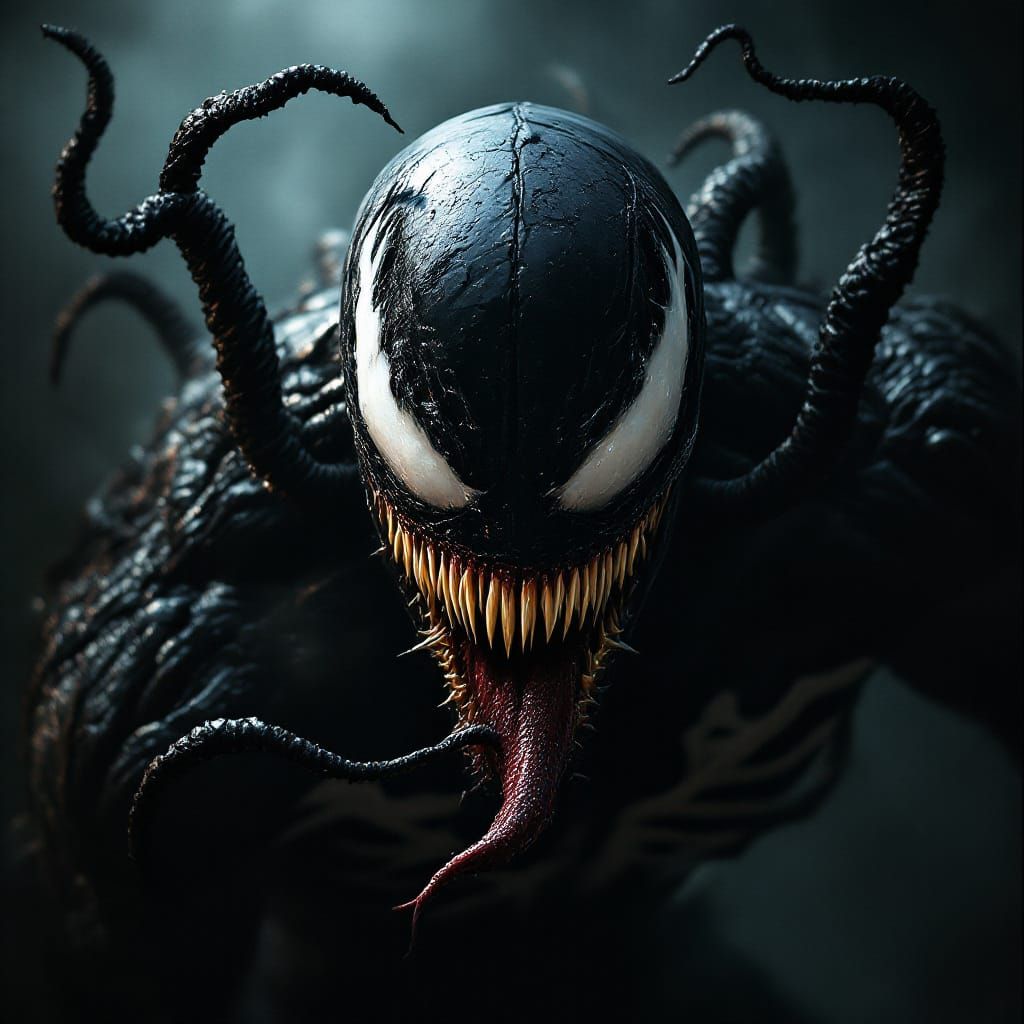 Sinister Venom Dominates Darkened Background