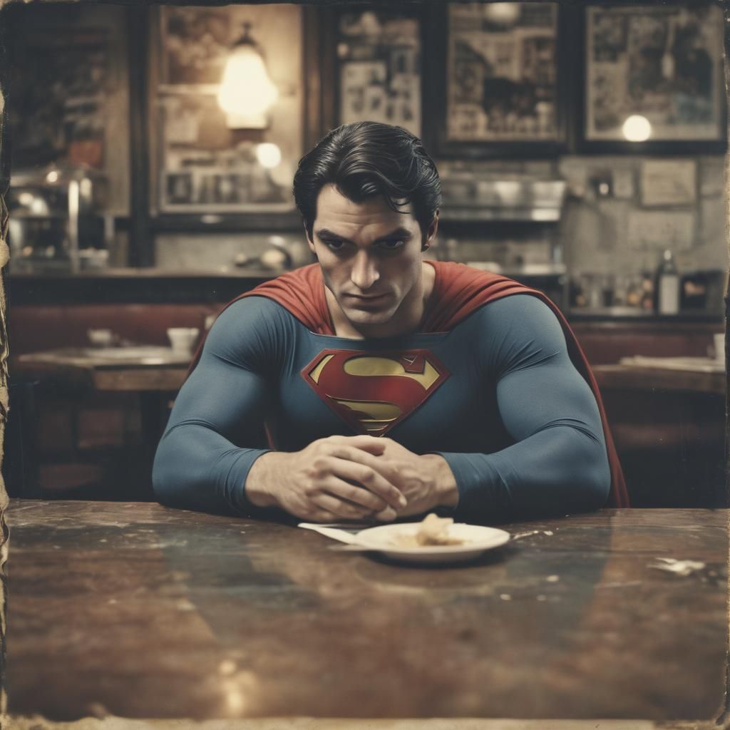 Superman in New york café 1980