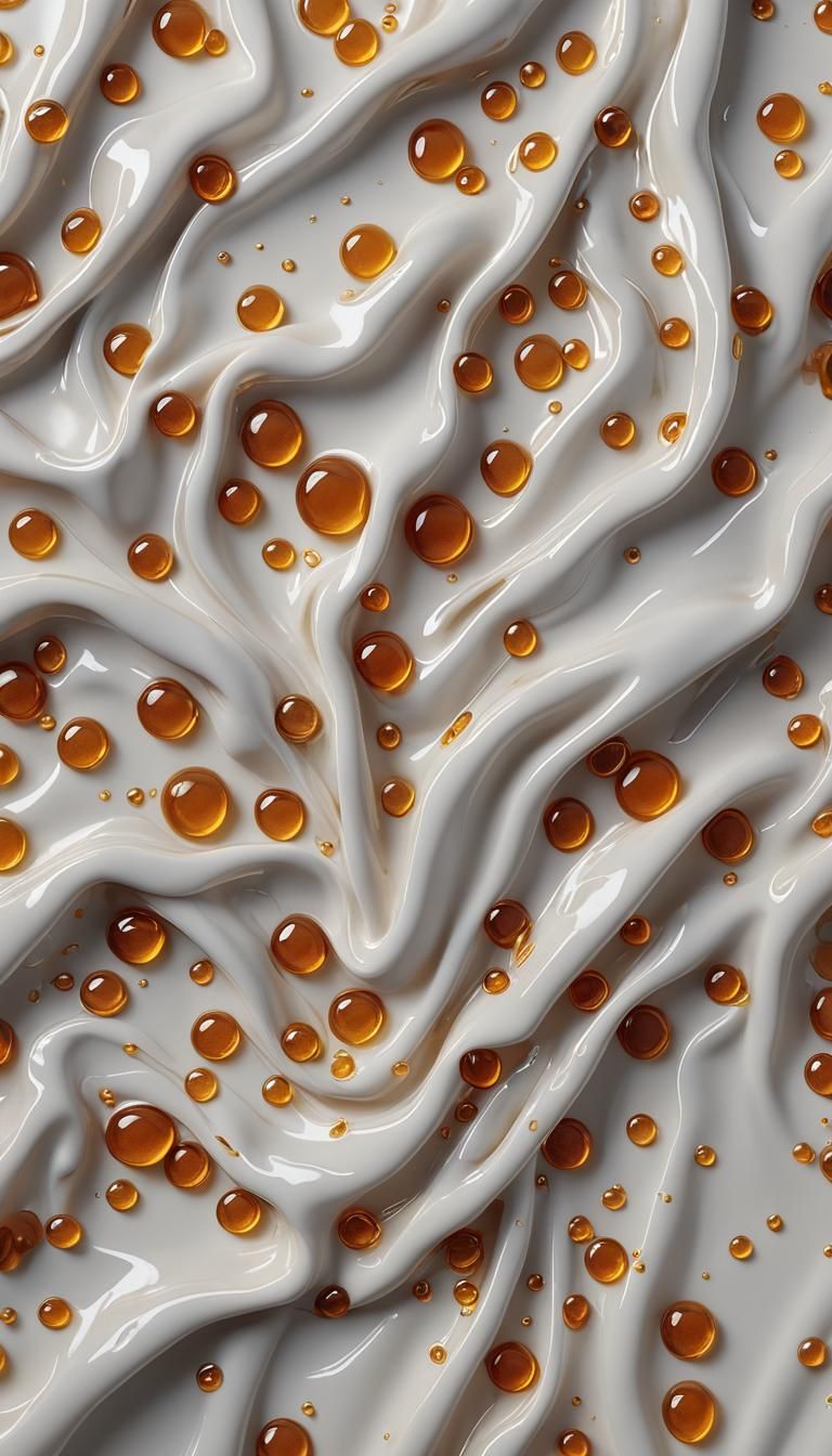 Honey Flowing on White Cloth: Hyperrealistic Detail