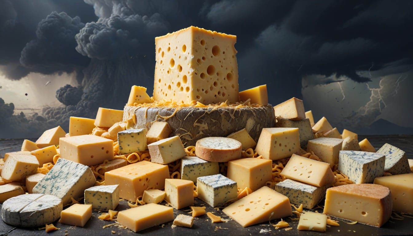 Epic Dystopian Cheese Masterpiece Amidst Apocalypse Chaos