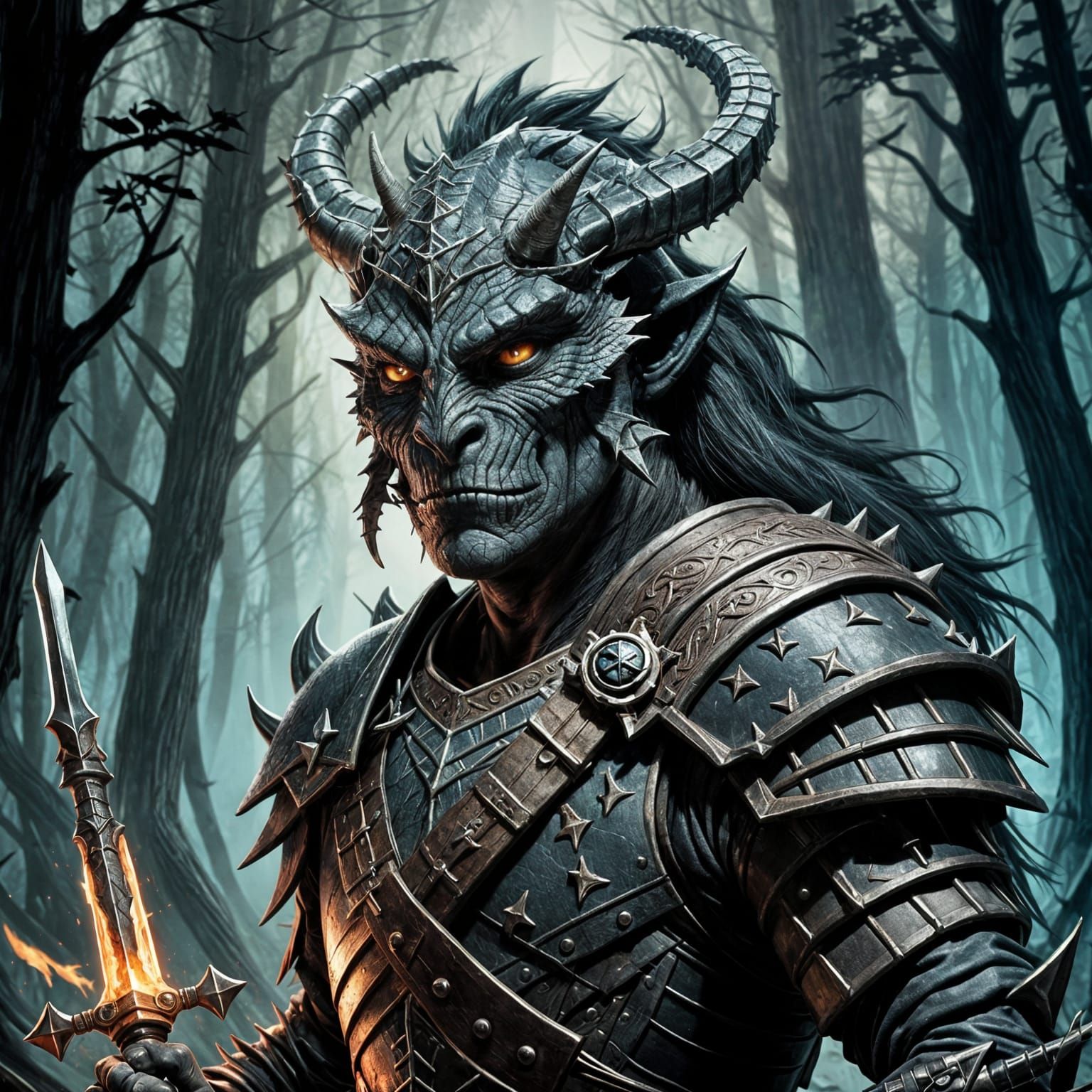 Dragonborn Warrior with Crossbow and Sword