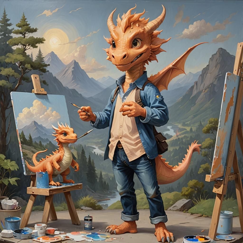 Dragon Painter Ready to Paint: Oil Painting