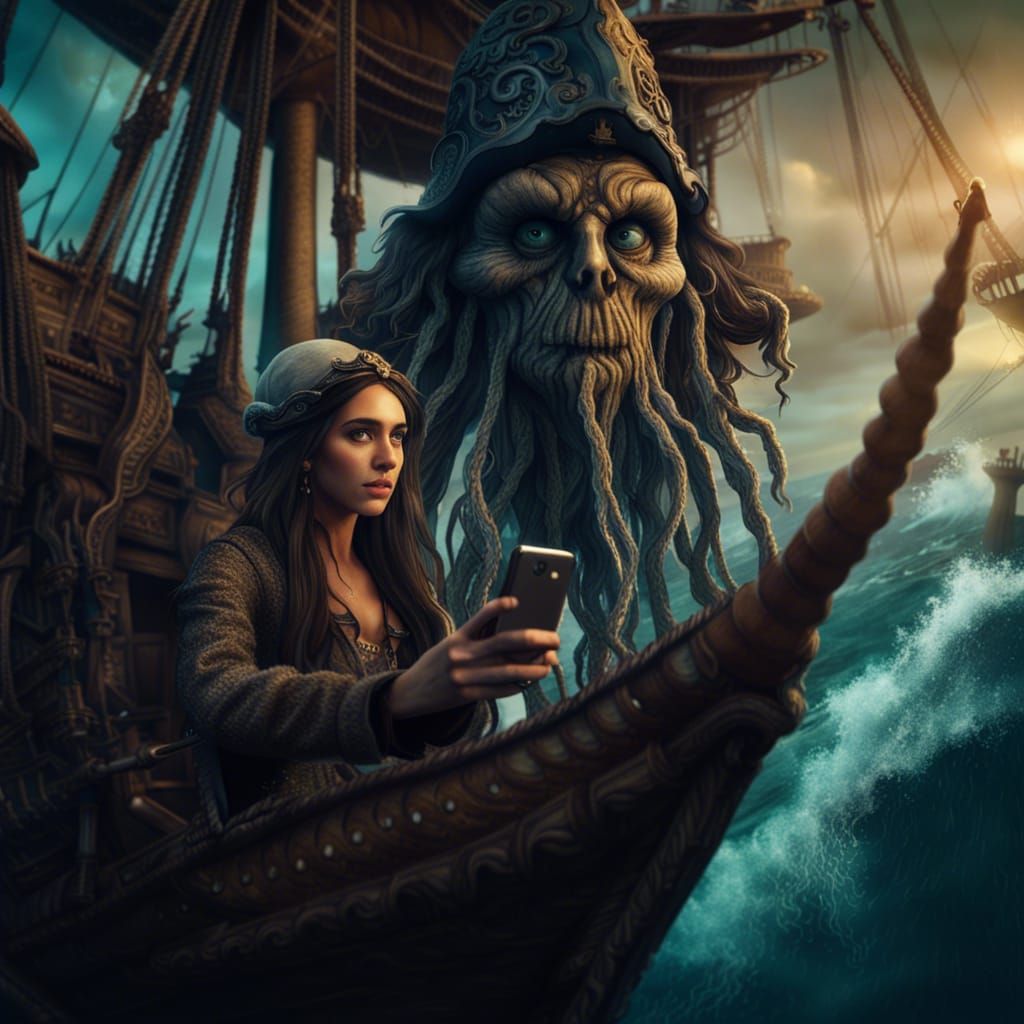 Selfie with Davy Jones on the Flying Dutchman