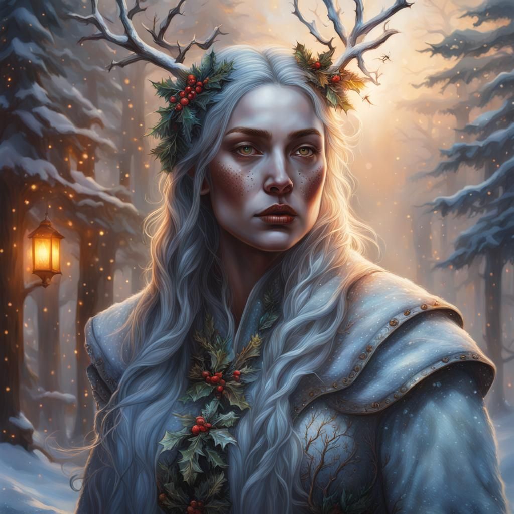 Hyperrealistic Holly King Winter Solstice Ritual