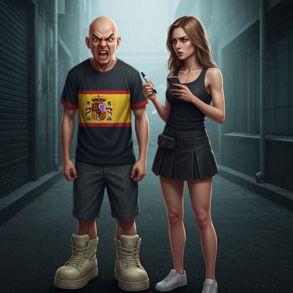 Urban Scene with Angry Man in Futuristic Style