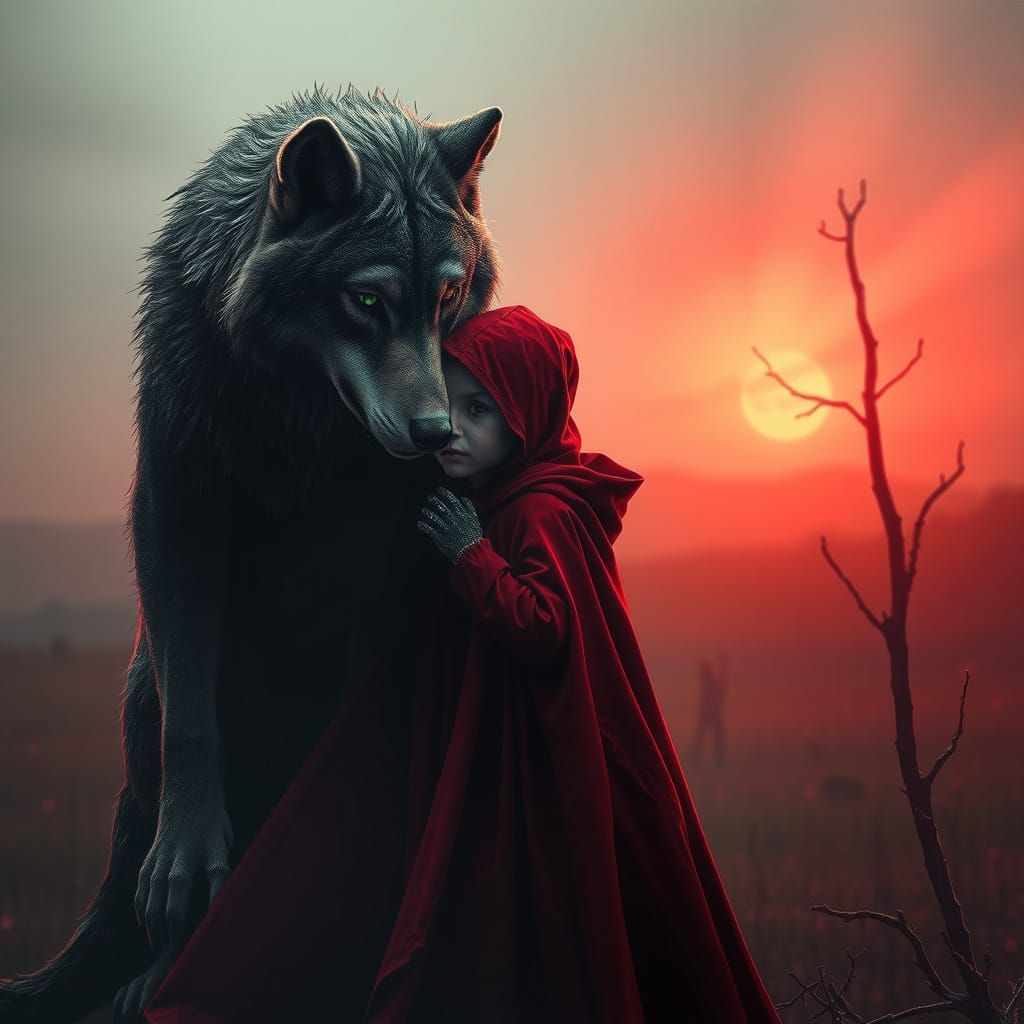 Little Red Riding Hood Confronts the Big Bad Wolf in a Haunt...