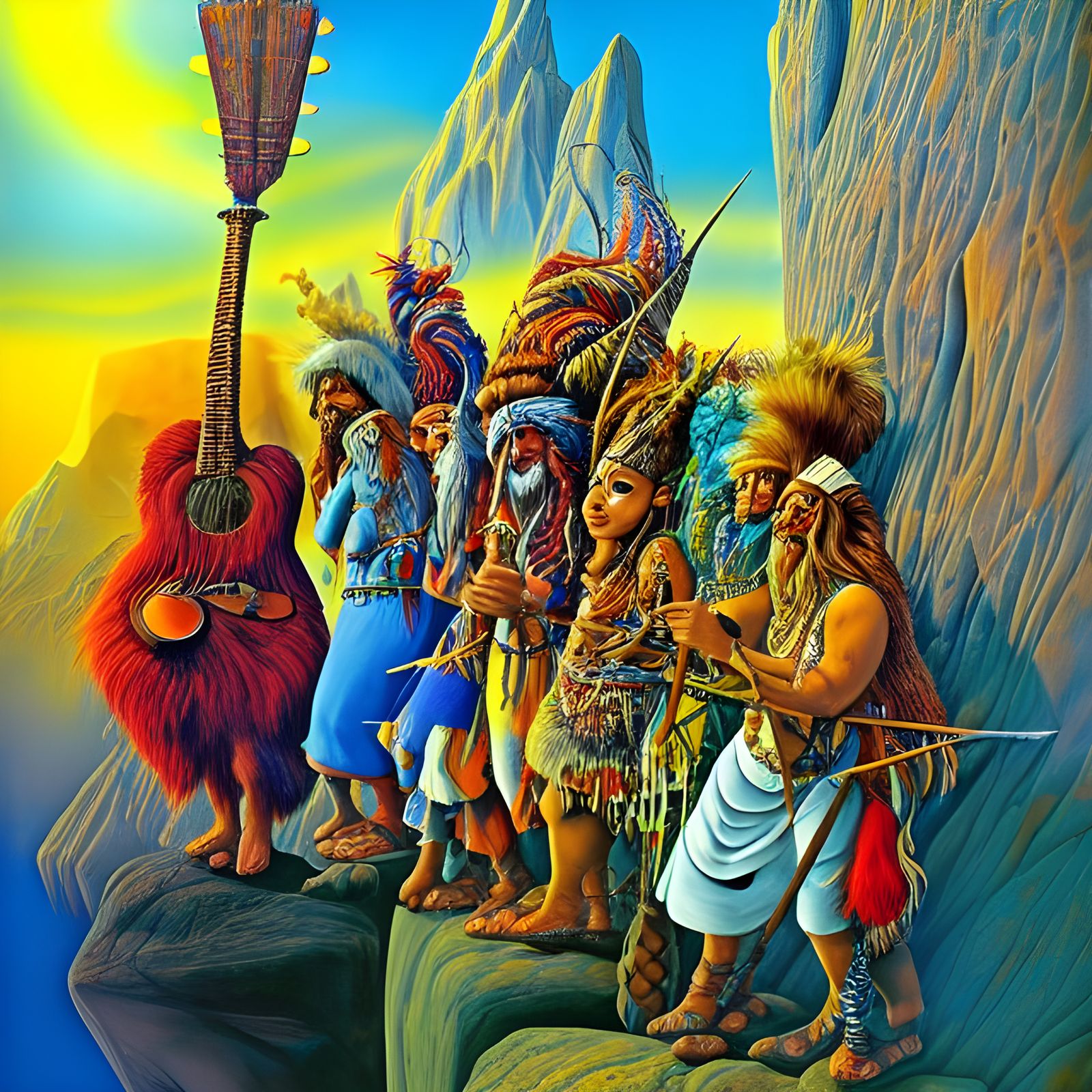 Rock Shaman in Surrealist Abstract Style