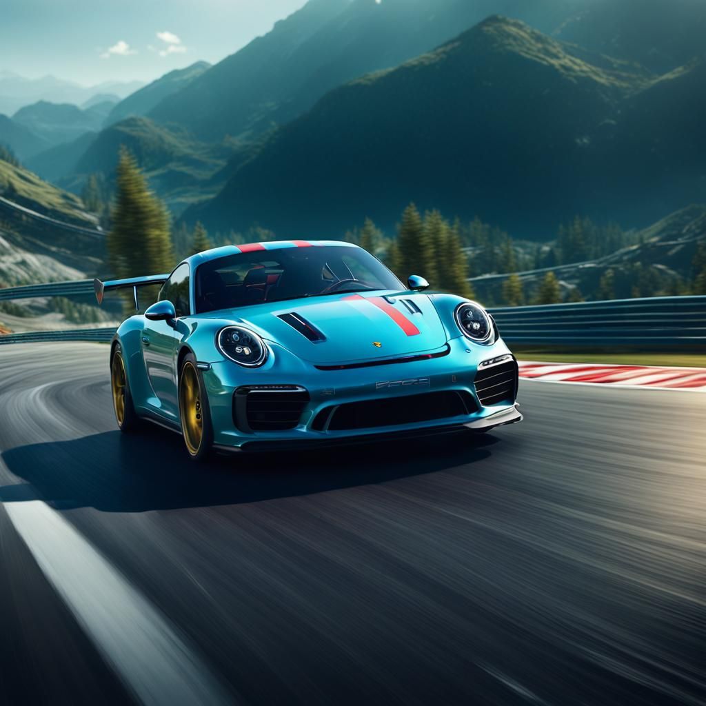 Porsche Races On Track: Detailed Matte Painting