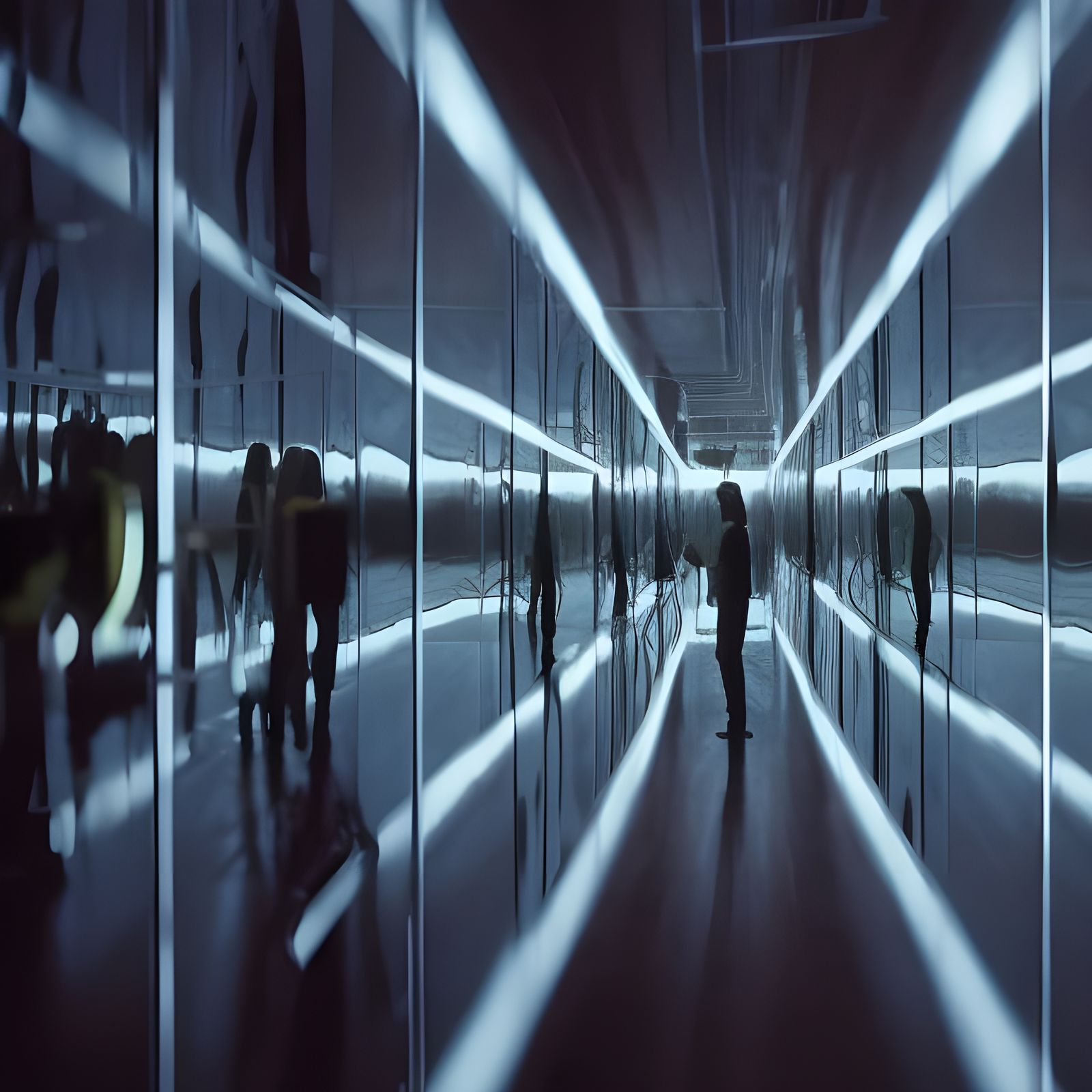 Surreal World of Mirrors in Sci-Fi Style