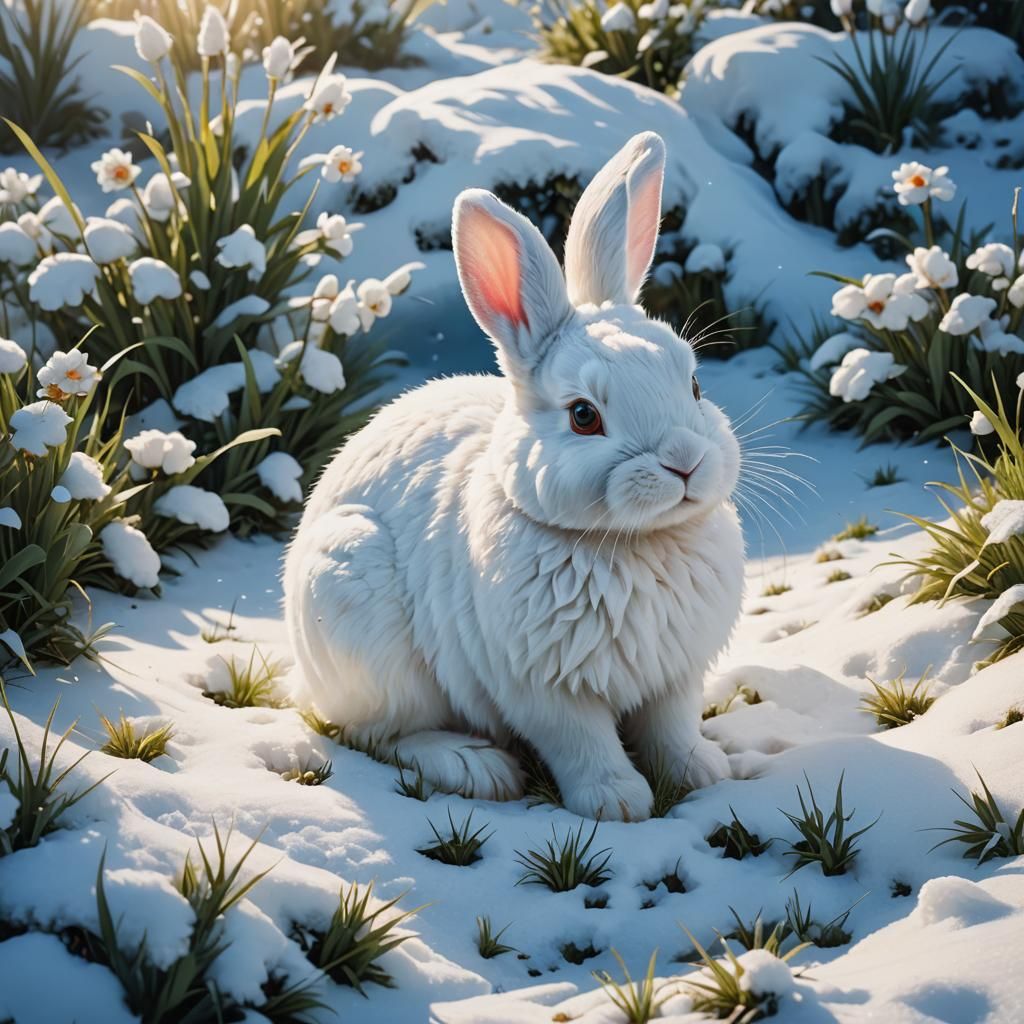 Cute Bunny in Winter Wonderland: Fantasy Concept Art