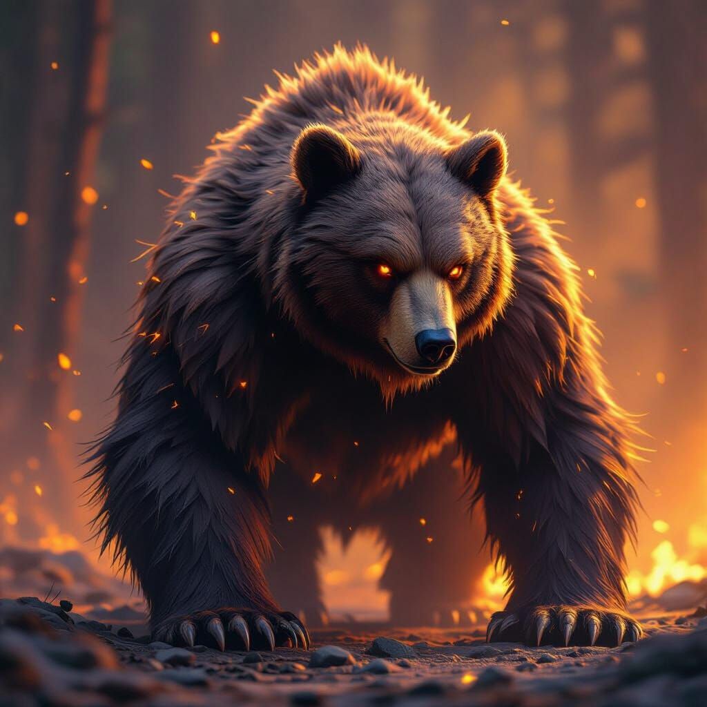 Ember Fur Mammals in Dark Fantasy Style