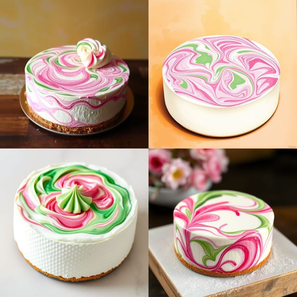 Vibrant Cheese Cake with Swirling Pastel Hues