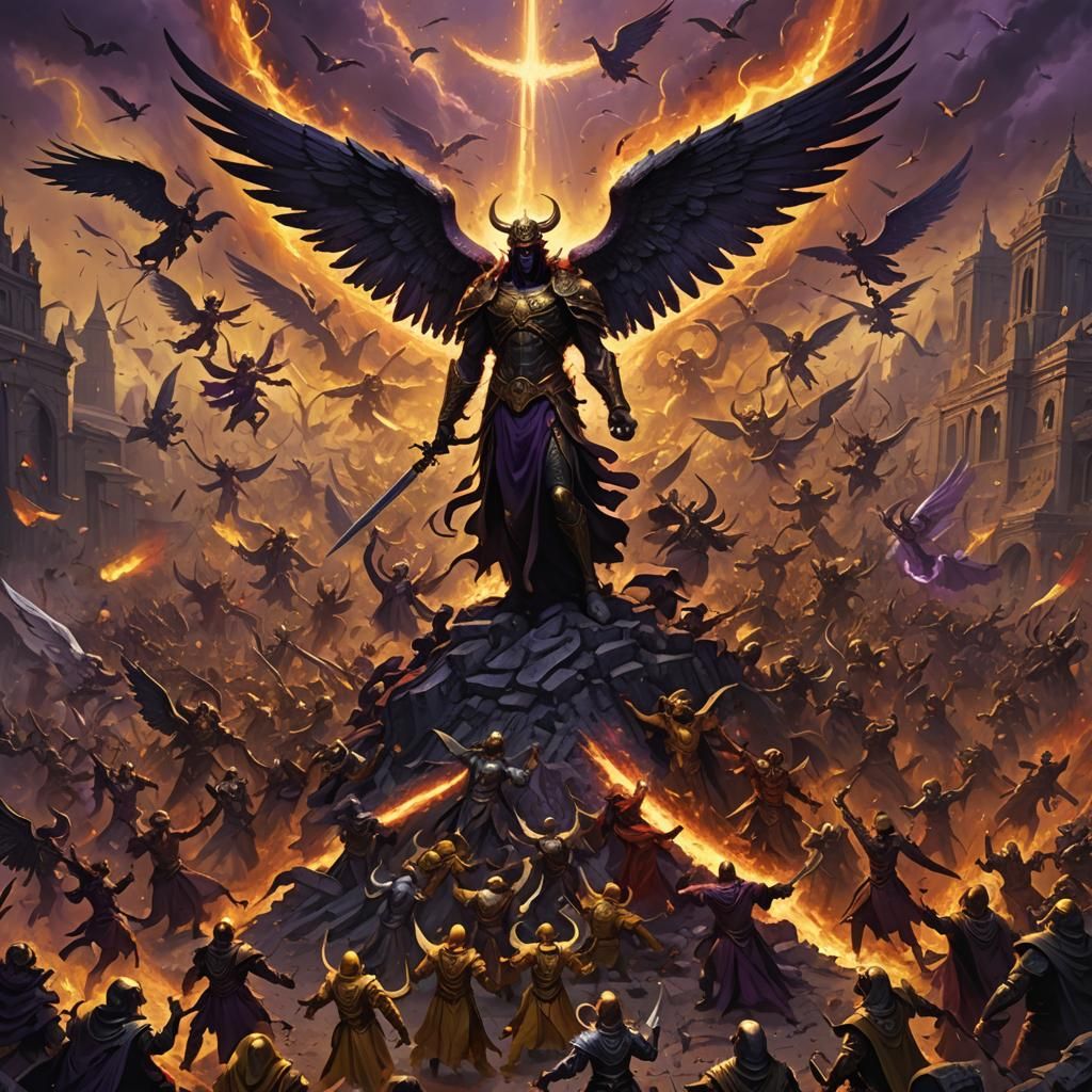 Angels and Demons Clash: Dark Fantasy Art