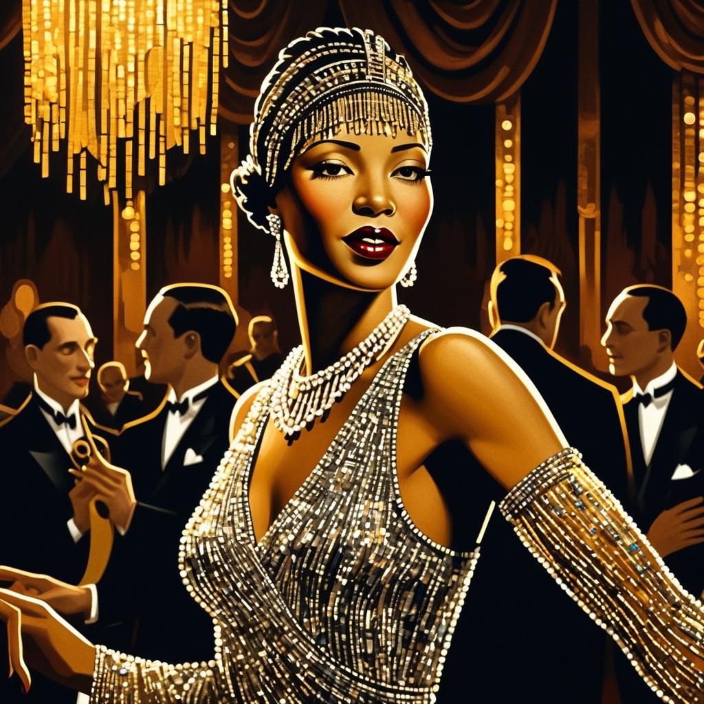 Josephine Baker Art Deco Jazz Club Illustration