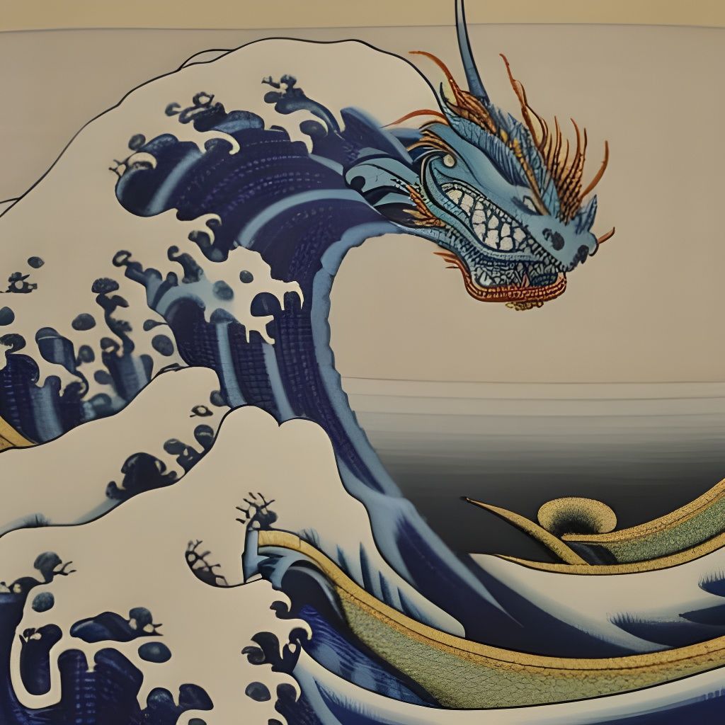 Ukiyo-e Dragon: Traditional Japanese Woodblock Print