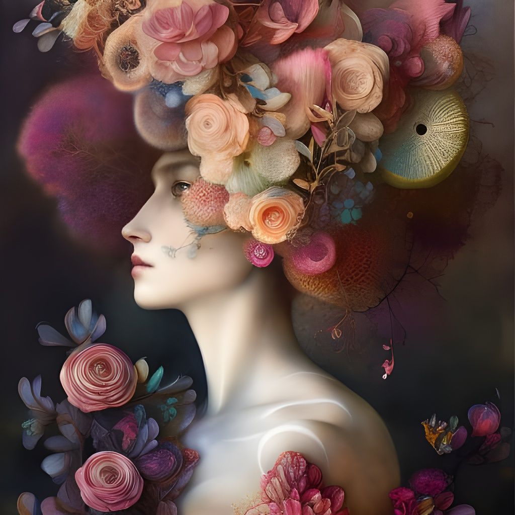 Ballerina Double Exposure: Watercolor Floral Collage