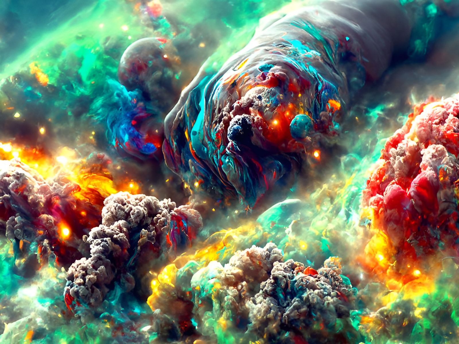 Colorful Space Art in Hyperreal Digital Painting Style