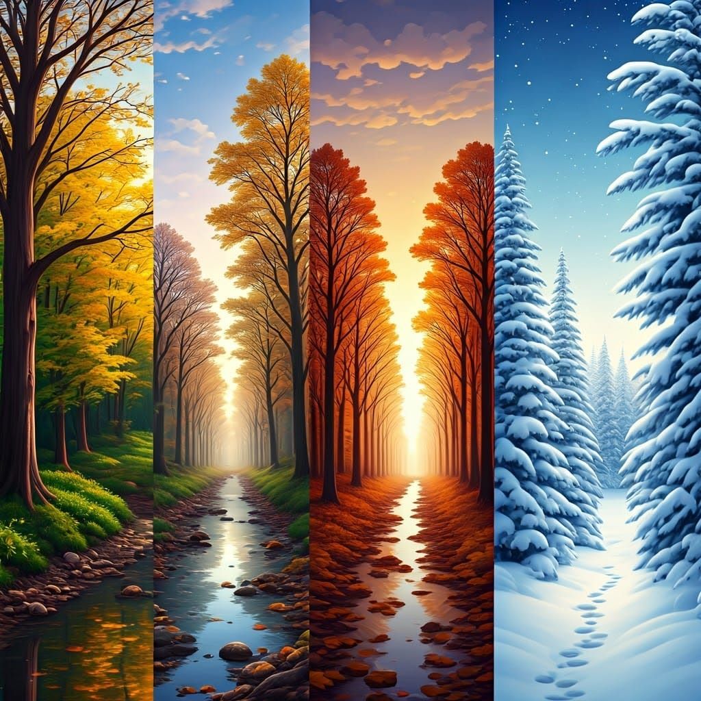 Four Seasons Displayed in a Multi-Panel Image