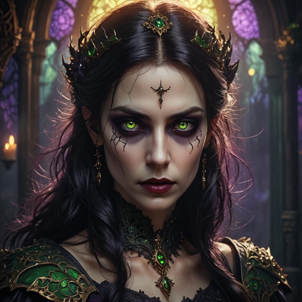 Gothic Vampire Woman Portrait in Dark Fantasy Style