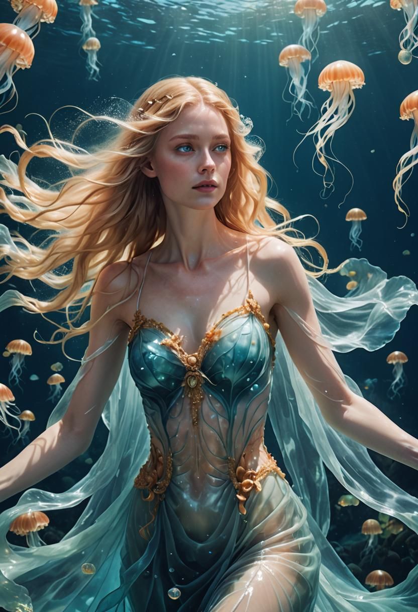 Underwater Goddess in Jellyfish Gown