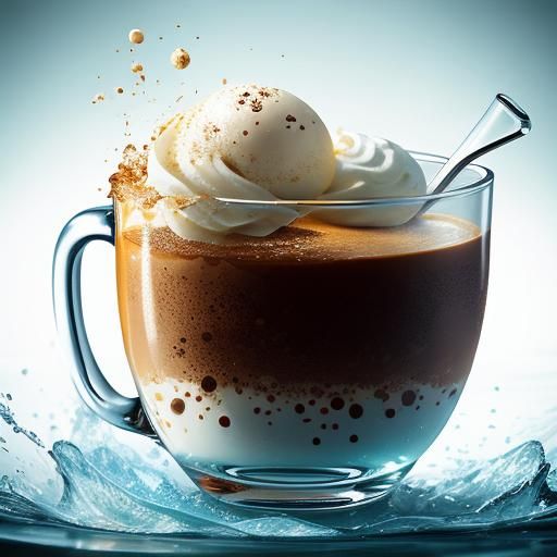 Coffee and Ice Cream Cup in Splash Art Style