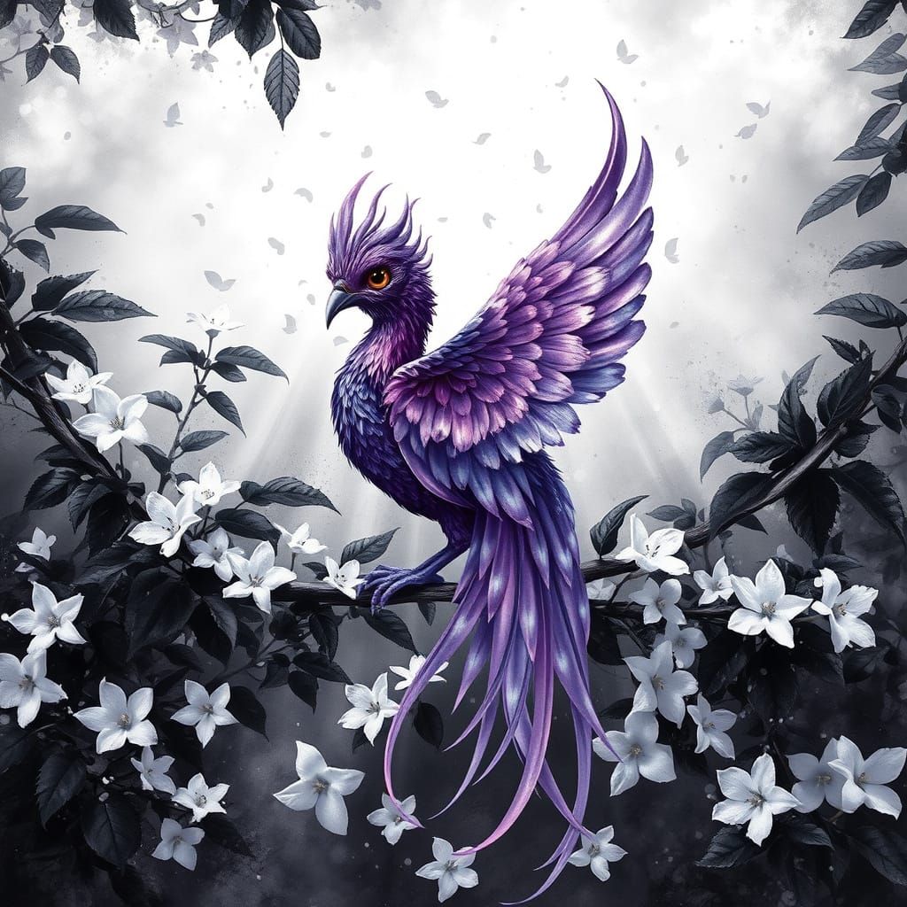 Violet Phoenix in Black and White Floral Sfumato