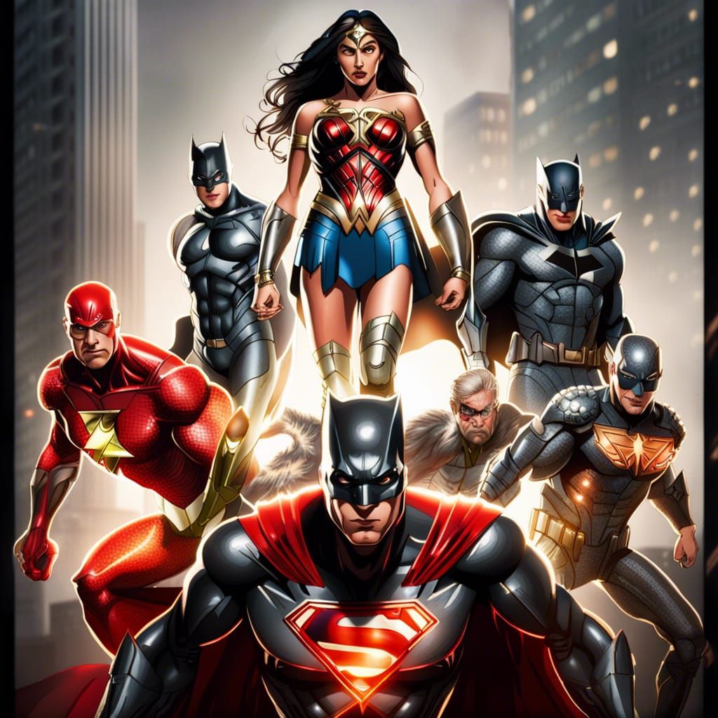 Superheroes realistic, hyper reflective