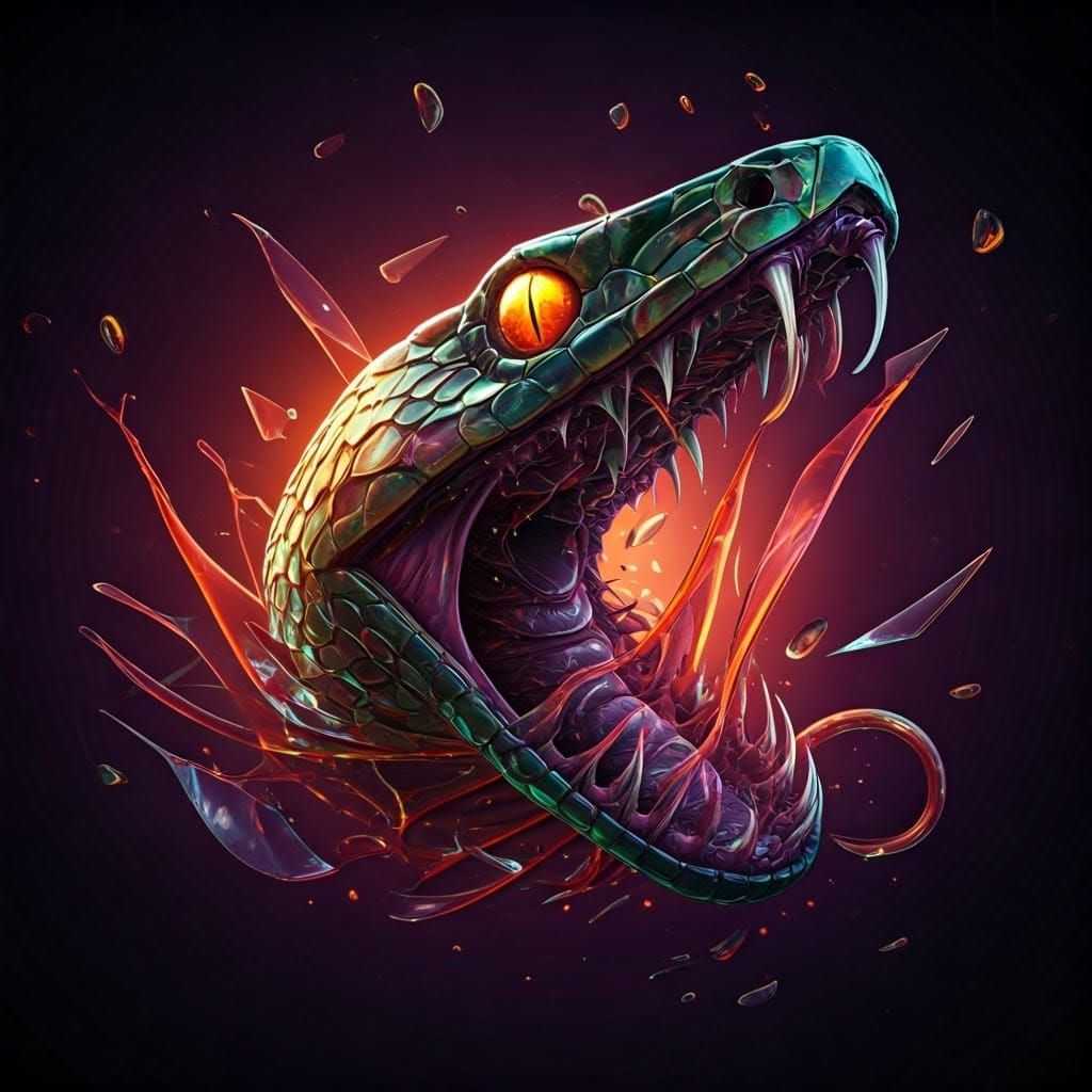 Neon Shattered Glass Snake for Halloween