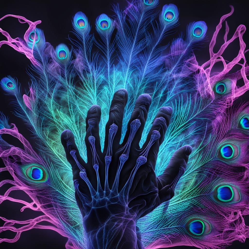 Surreal X-Ray Panther with Peacock Veins