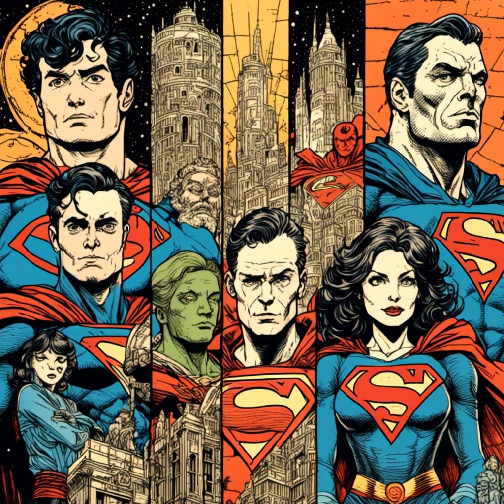 Minimalist DC Comic Characters in Abstract Ink and Watercolo...