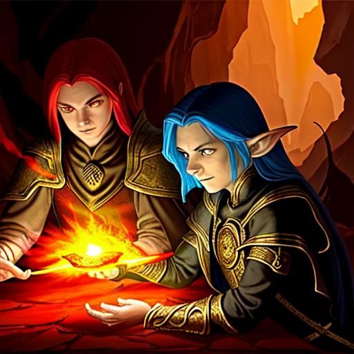 Epic Fantasy Battle in Iridescent Cave