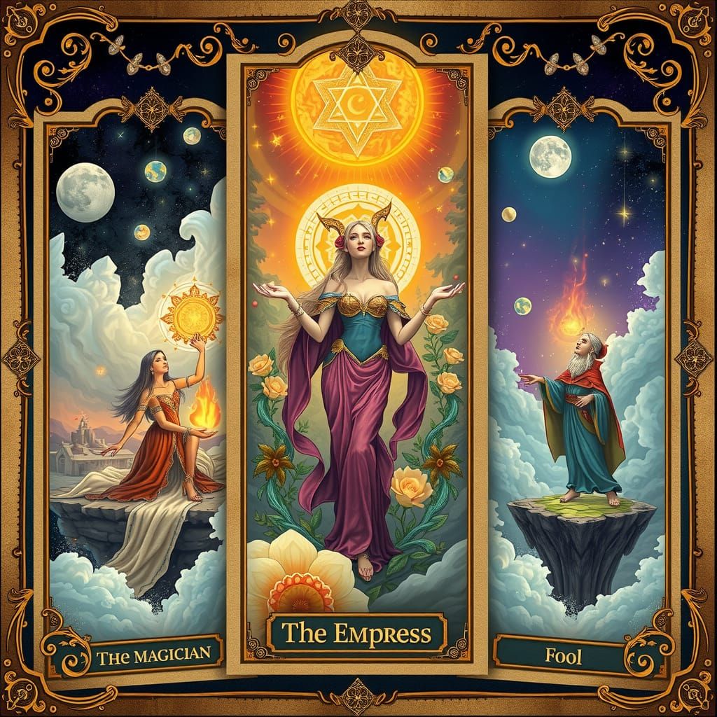 Fantasy Tarot Cards in a Mystical Realm