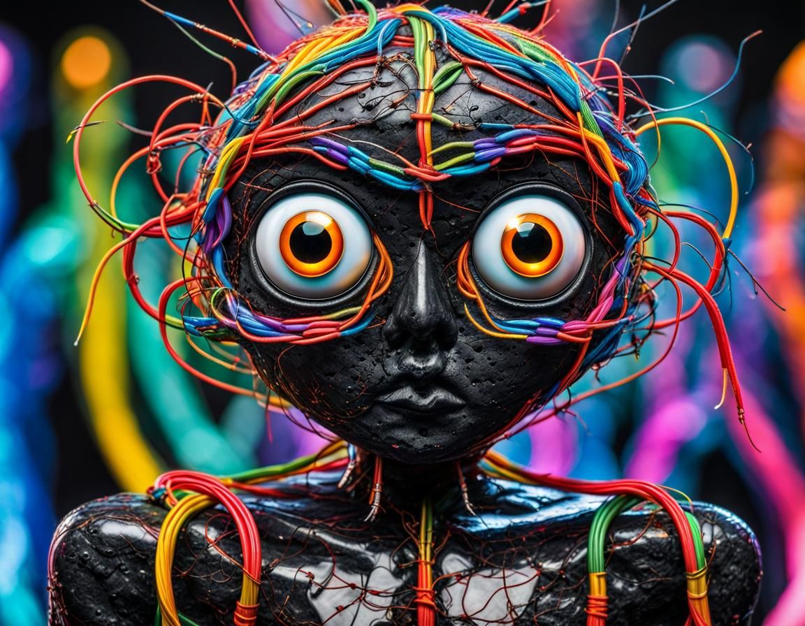 Googly-Eyed Wire Family Portrait in Hyperrealistic Style