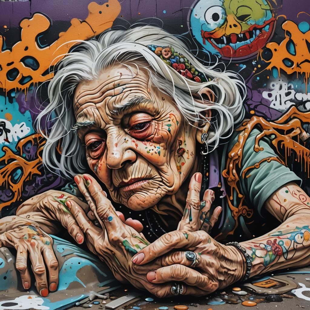 Maggot-Infested Slumber: Gritty Street Art Scene